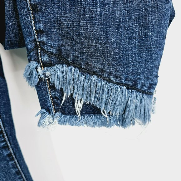 KanCan Lexington Double Fray Cross Cuff Ankle Skinny Jean 3XL Mid Rise Dark Wash - Picture 8 of 12